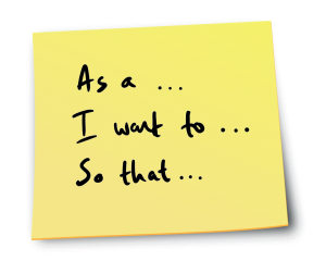 post it note with user story text