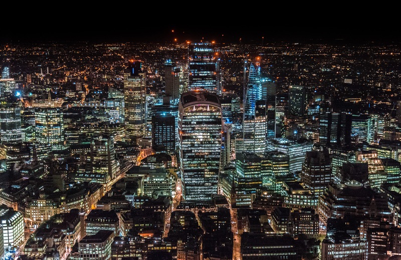 London night skyline – 5g urban connected cities perform green smart society
